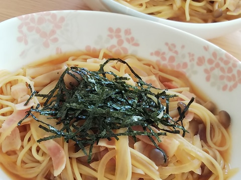 きのことベーコンの和風スープパスタ